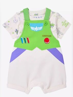 Buzz Lightyear Green & White Infant One-Piece Footie